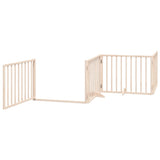 Dog Gate with Door Foldable 8 Panels 640 cm Poplar Wood 3155554