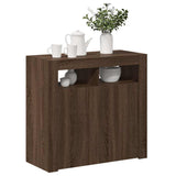 Sideboard with LED Lights Brown Oak 80x35x75 cm 815731