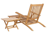 Folding Deck Chair with Table Natural Solid Teak Wood 42030521