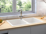 Kitchen Sink Quartz and Resin 76 x 48 x 30 cm White 147084