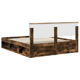 Bed Frame Smoked Oak 160 x 200 cm Solid Pine Wood 3410577