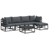 Garden Sofa Set with Cushion 6 pcs Black Aluminium 3378863