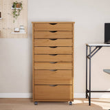 Rolling Cabinet Honey Brown Solid pine wood, engineered wood, plastic 355897