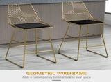 Set of 2 Bar Stools, Modern Counter Height Breakfast Bar Chairs with Wire Metal Frame for Kitchen, T3398P378036