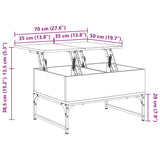 Coffee Table Grey Sonoma 70x50x40 cm Engineered Wood and Metal 845374