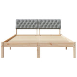 Bed frame Brown and light grey 160 x 200 cm Solid pine wood 878594
