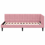 Corner Bed Frame with Headboard Pink 90 x 200 cm Velvet 42016431