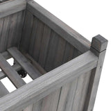 Planter with Trellis and Wheels Grey Solid Wood Fir 3207654