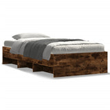 Bed Frame Smoked Oak Engineered Wood, Plywood 90x200 cm Bed Frame 3295678