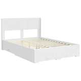 Bed Frame with Storage and Headboard White Engineered Wood 3414459