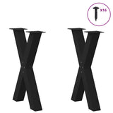 Dining Table Legs X-Shaped 2 pcs Black 50x cm Steel 4012968