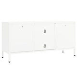 TV Cabinet White 105x35x52 cm Steel and Glass 336059