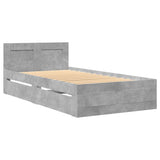 Bed Frame with Headboard without Mattress Concrete Grey 75x190 cm Small Single 3295621