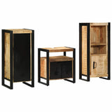 Bathroom Furniture Set 3 pcs Brown and Black Solid Mango Wood 3305620