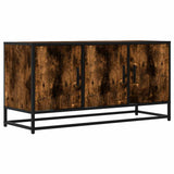 TV Cabinet Smoked Oak 100x35x50 cm Engineered Wood and Metal 848831