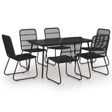 Dining Set Black Poly rattan, powder-coated steel, glass 3060246