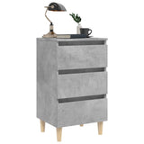 Bed Cabinet with Solid Wood Legs Concrete Grey 40x35x69 cm 805895