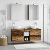 Bathroom Furniture Set 5 pcs Old Wood Engineered Wood and Glass 3406717