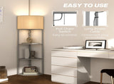 Corner Floor Lamp with Shelves, Tall Standing Lamps for Living Room, with Pull Chain Switch Bulb not T3398P342305