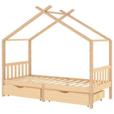 Kids Bed Frame with Drawers Solid Pine Wood 90x200 cm 322147