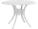 78 cm Round Garden Dining Table with Parasol Hole Antique Cast Aluminium Outdoor Table Only, White T3398P317619