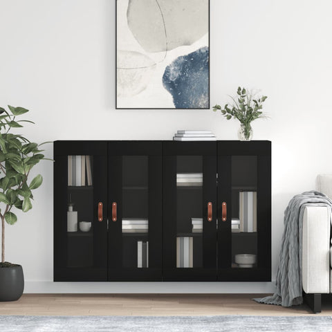 Wall Mounted Cabinets 2 pcs Black Engineered Wood 3197914