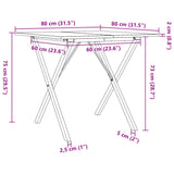 ZNTS Dining Table X-Frame 80x80x75 cm Solid Wood Pine and Steel 3282695