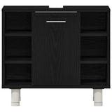 ZNTS Bathroom Furniture Set Set of 3 Black Oak Engineered wood 3333048