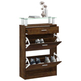 Shoe Cabinet Smoked Oak 63x24x104 cm Engineered Wood 342567
