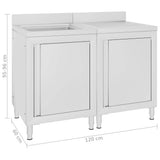 Commercial Kitchen Sink Cabinet Stainless Steel 120x60x96 cm 3058270