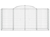 Arched Gabion Baskets 9 pcs 200x50x120/140 cm Galvanised Iron 3146348