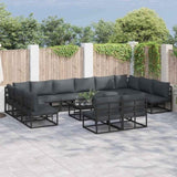 Garden Sofa Set with Cushion Black Aluminium 3378918