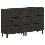 Side Cabinets 2 pcs Black 60x33x75 cm Solid Wood Mango 3206283