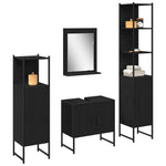 Bathroom Furniture Set with Door 4 pcs Black 33 x 33 x 185.5 cm 3334411