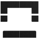 TV Cabinet Set 8 pcs Black Oak Engineered Wood 3393334