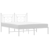 Metal Bed Frame without Mattress with Headboard White 160x200cm 374391