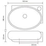 Ceramic Bathroom Sink Basin Faucet/Overflow Hole Black Round 141925