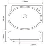 Ceramic Bathroom Sink Basin Faucet/Overflow Hole Black Round 141925