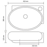 Ceramic Bathroom Sink Basin Faucet/Overflow Hole Black Round 141925