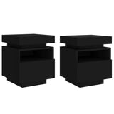 ZNTS Bedside Cabinets with LED Lights 2 pcs Black 40x39x48.5 cm 836787