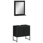 ZNTS 2 Piece Bathroom Cabinet Set Black Engineered Wood 3214334