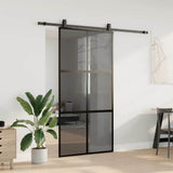 Sliding Door with Hardware Set Black 102,5x205 cm Tempered Glass 3375968