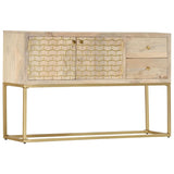 ZNTS Sideboard Gold 120x30x75 cm Solid Mango Wood 286500