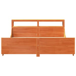 ZNTS Bed Frame without Mattress Wax Brown 200x200 cm Solid Wood Pine 3306449