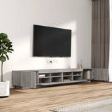 3 Piece TV Cabinet Set with LED Lights Grey Sonoma Engineered Wood 3120174