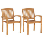 Stacking Garden Dining Chairs 2 pcs Solid Teak Wood 49387