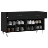 Shoe Bench Black 102x35x55 cm Engineered Wood 829733