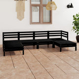 6 Piece Garden Lounge Set Black Solid Wood Pine 3083338