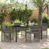 Garden Dining Set 5 pcs Grey Poly Rattan 3380779