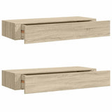 Wall-mounted Drawer Shelves 2 pcs Oak 60x23.5x10cm MDF 330262
